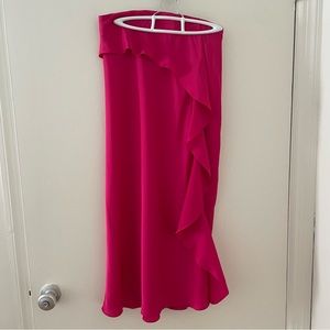 Pink satin ruffle skirt